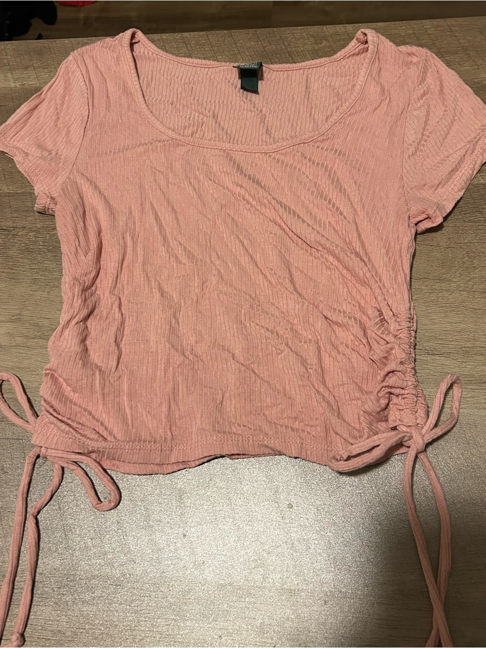 wild fable Peach Ruched Side-Tie Short Sleeve Scoop Top